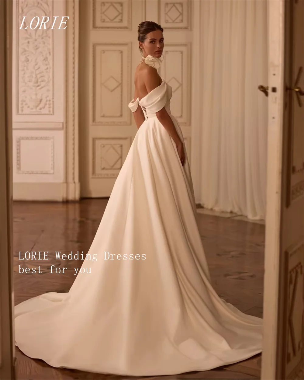 

LORIE Luxury 3D Flowers A Line Civil Wedding Dress Gala Bridal Dresses Off The Shoulder Engagement Wedding Gown Customized 2026