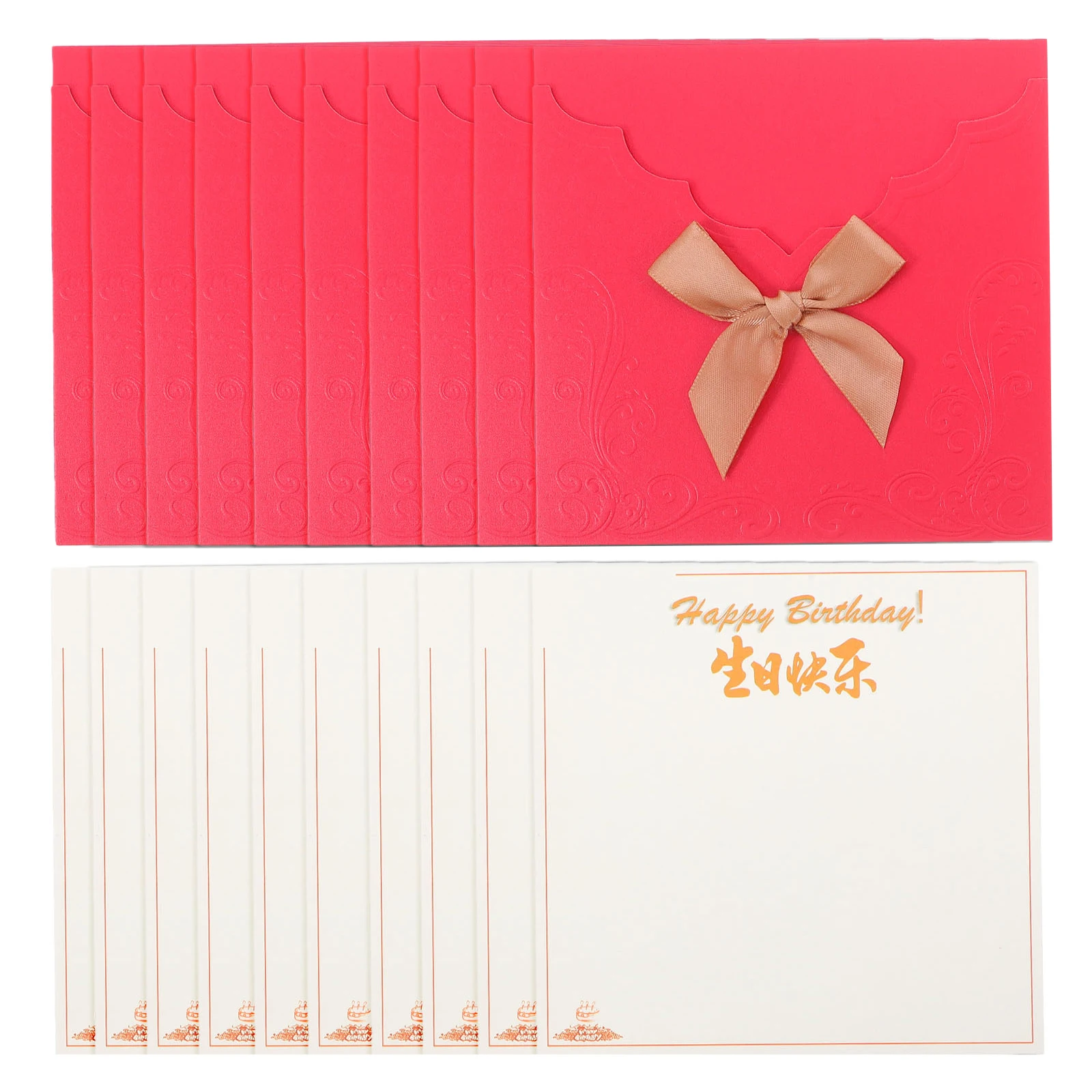 

10 комплектов поздравительных открыток на день рождения для сотрудников, счастливые праздники, красные бумажные конверты, материалы для печати