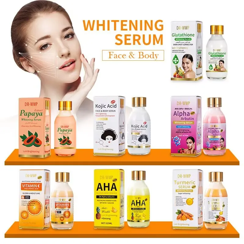 125ml AHA Arbutin Whitening Face Essence Moisturizing Facial Serum Turmeric & Kojic Acid Essence Liquid Firming Bright The Skin