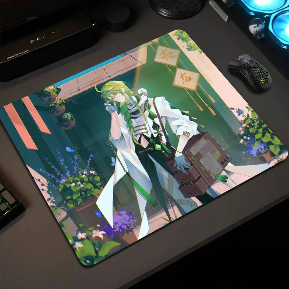 Baizhu Genshin Impact Mouse Pad 22X18 Square Computer Accessories Office Game Table Mats Rubber Anti-slip Mousepads