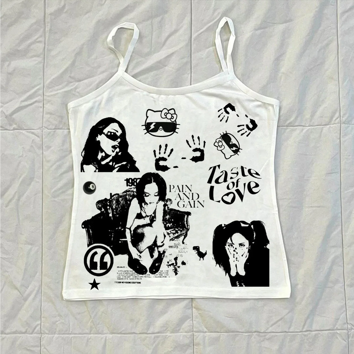 

Harajuku punk rock hip-hop baby vest aesthetic gothic Harajuku streetwear Y2K emo vest cool slim fit garbage women print crop to