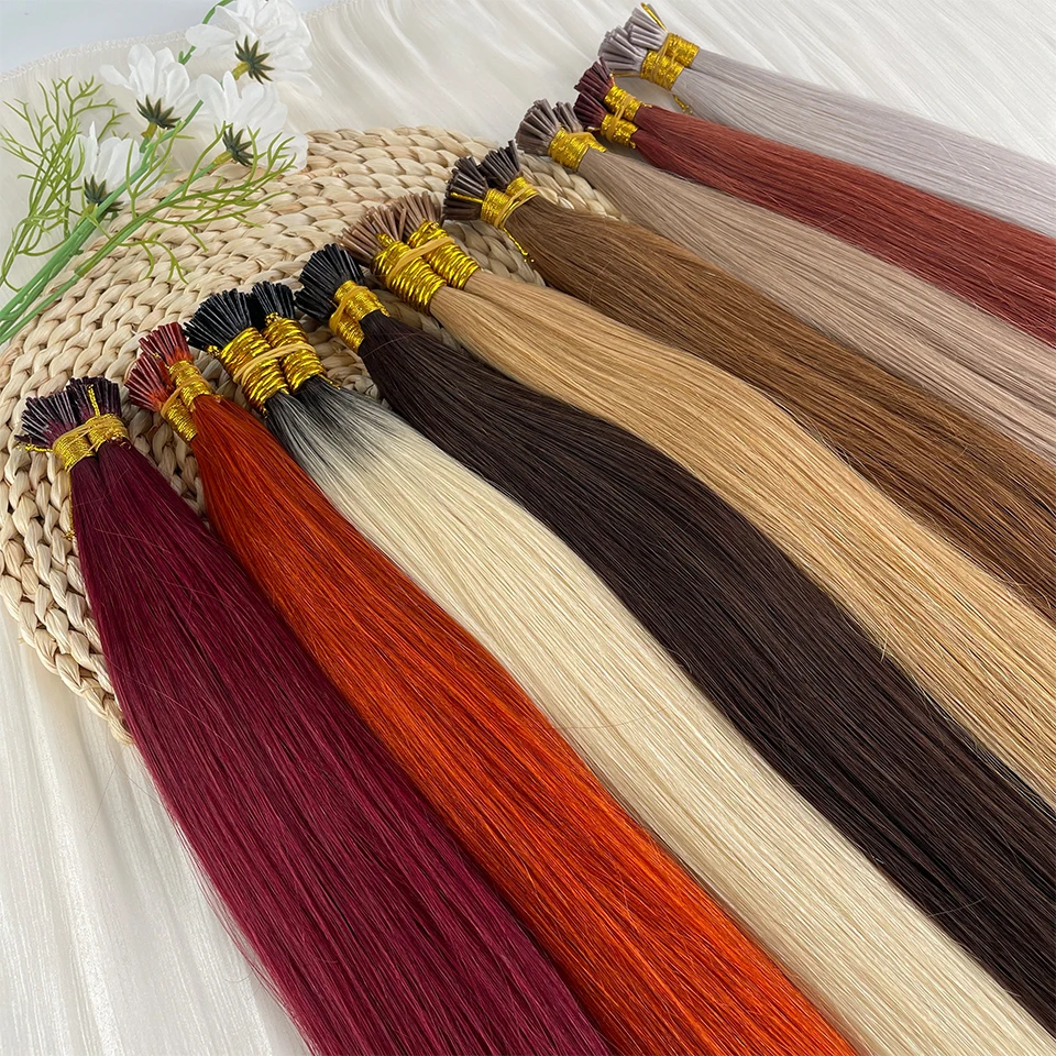 Straight Natural Fusion Hair Extensions Machine Made I Tip Remy Human Hair Extensions 50pcs/Set Keratin Capsules Blonde