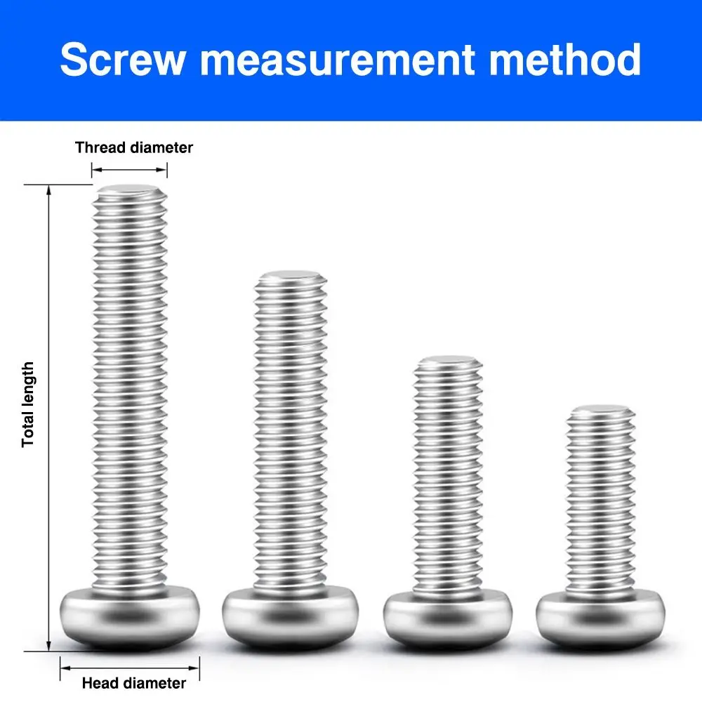 M2 M2.5 M3 M4 M5 M6 Cross Head Screw Stainless Steel Hand Tools Household Screw Set Repair Tools Parts Screw and Nut Set