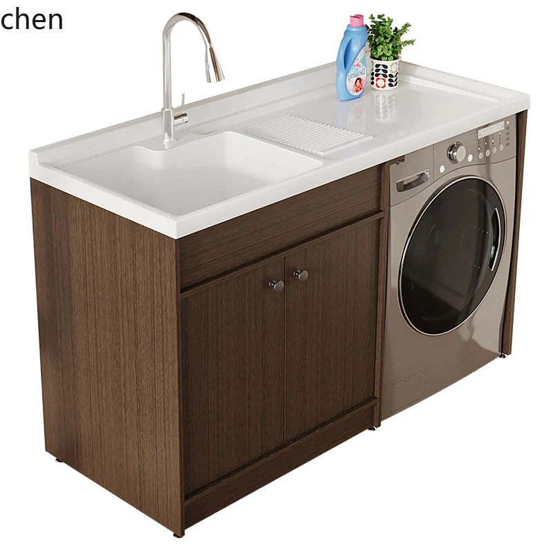

DYY medieval style honeycomb aluminum washing machine balcony integrated cabinet combination laundry cabinet laundry basin