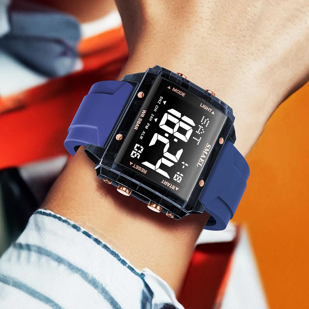 SMAEL Men's Military Sports Watch Waterproof LED Luminous Multifunction Digital Wristwatch Fashion Casual Watch for Male