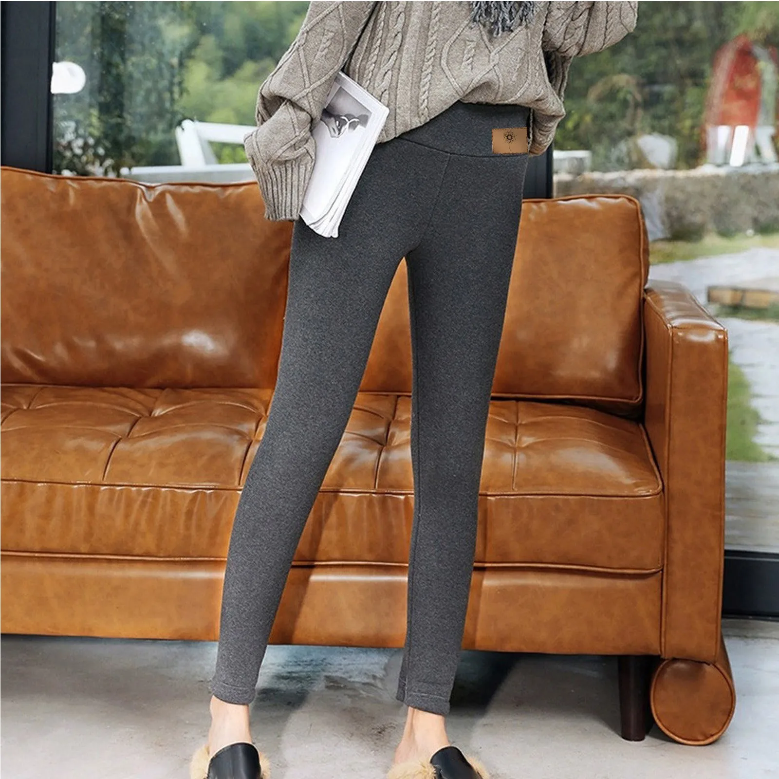 

Women Winter Warm High Waist Legging Thick Velvet Fleece Lined Skinny Trousers Plus Size Long Pants Casual Solid Color Leggings