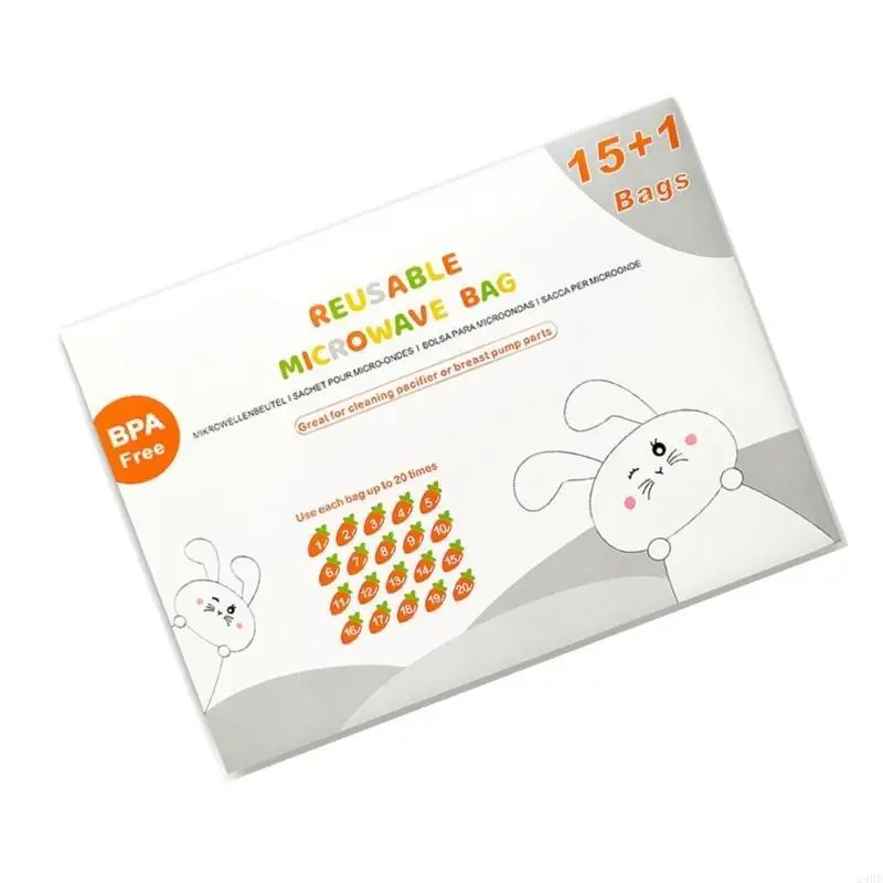 16/42 sacos limpeza reutilizáveis ​​para micro-ondas, sacos esterilizadores a para bomba tira-leite, garrafa bebê 20
