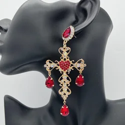 Bohemian Oorbellen Luxury Crystal Stone Earrings For Woman Statement Dangle Drop Cross Earring Fashion Jewelry Wholesale Aretes
