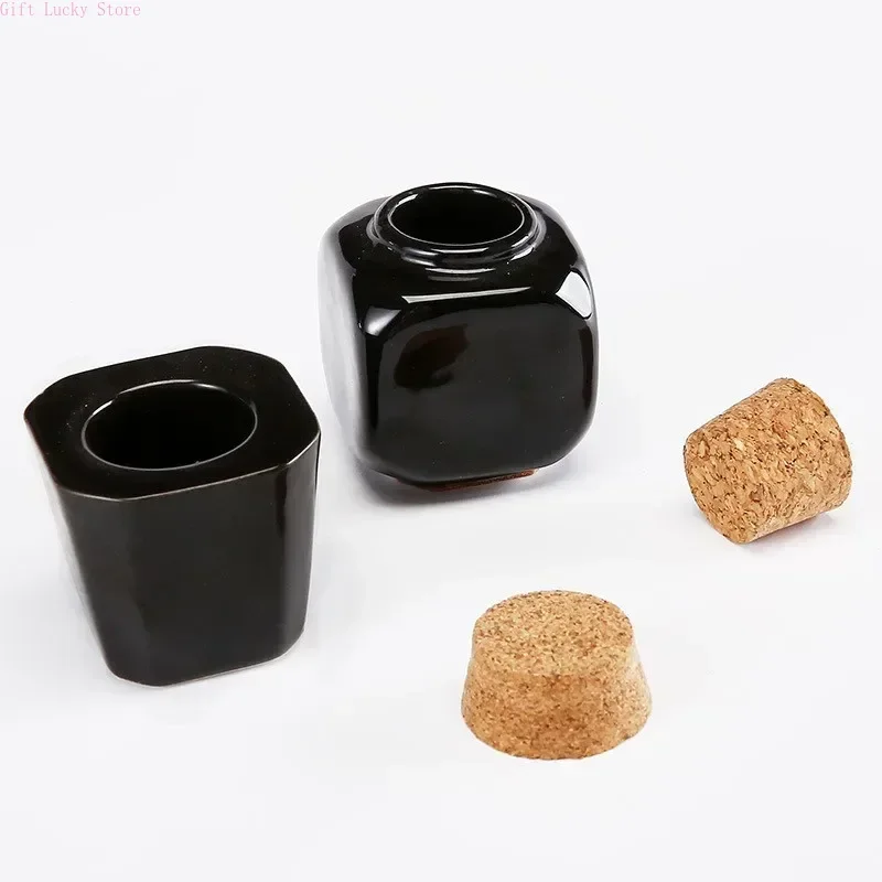 1 個セラミックネイルカップアクリルパウダー液体ブラシダッペンボウルホルダーコンテナ機器ネイルサロンツール木製蓋付き