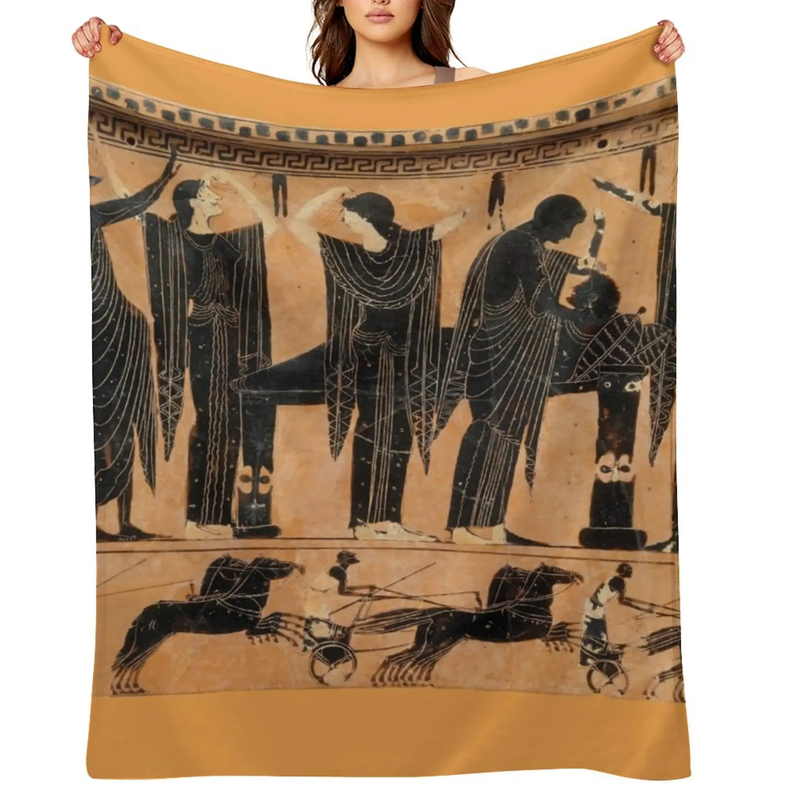 

Ancient Greek Funerary Scene Throw Blanket Thin Furry Blankets For Baby for babies Blankets