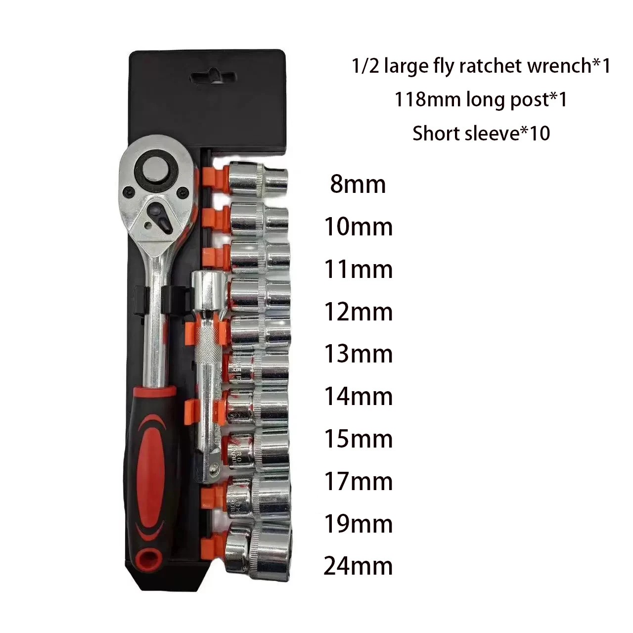 12 Stuks 1/2 Inch Dopsleutel Set Metrische Impact Sockets Ratelsleutel Complete Tool Kit Professionele Garage Reparatie Tool