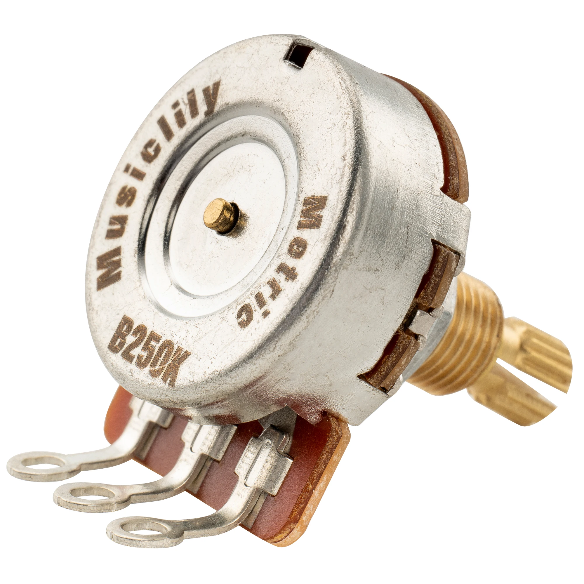 Musiclily Pro HD A250K/B250K/A500K/B500K/A25K/A1M Vollmessing Metrisch Grob 18-Spline Geteilter Schaft Potentiometer – Detail 24