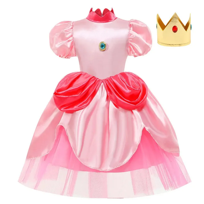 Princesa Peach costume for girls game cosplay dress kids birthday party stage performace Halloween carnival outfits