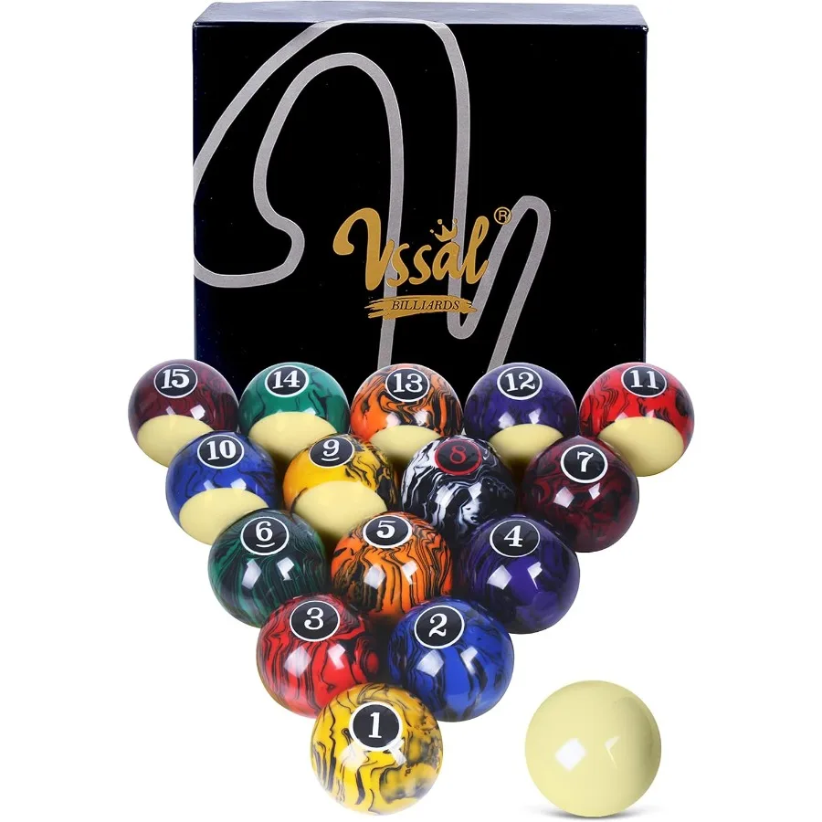 

Billiard Balls Set Pool Table Balls Marble-Swirl Classic Style 16 Ball Set