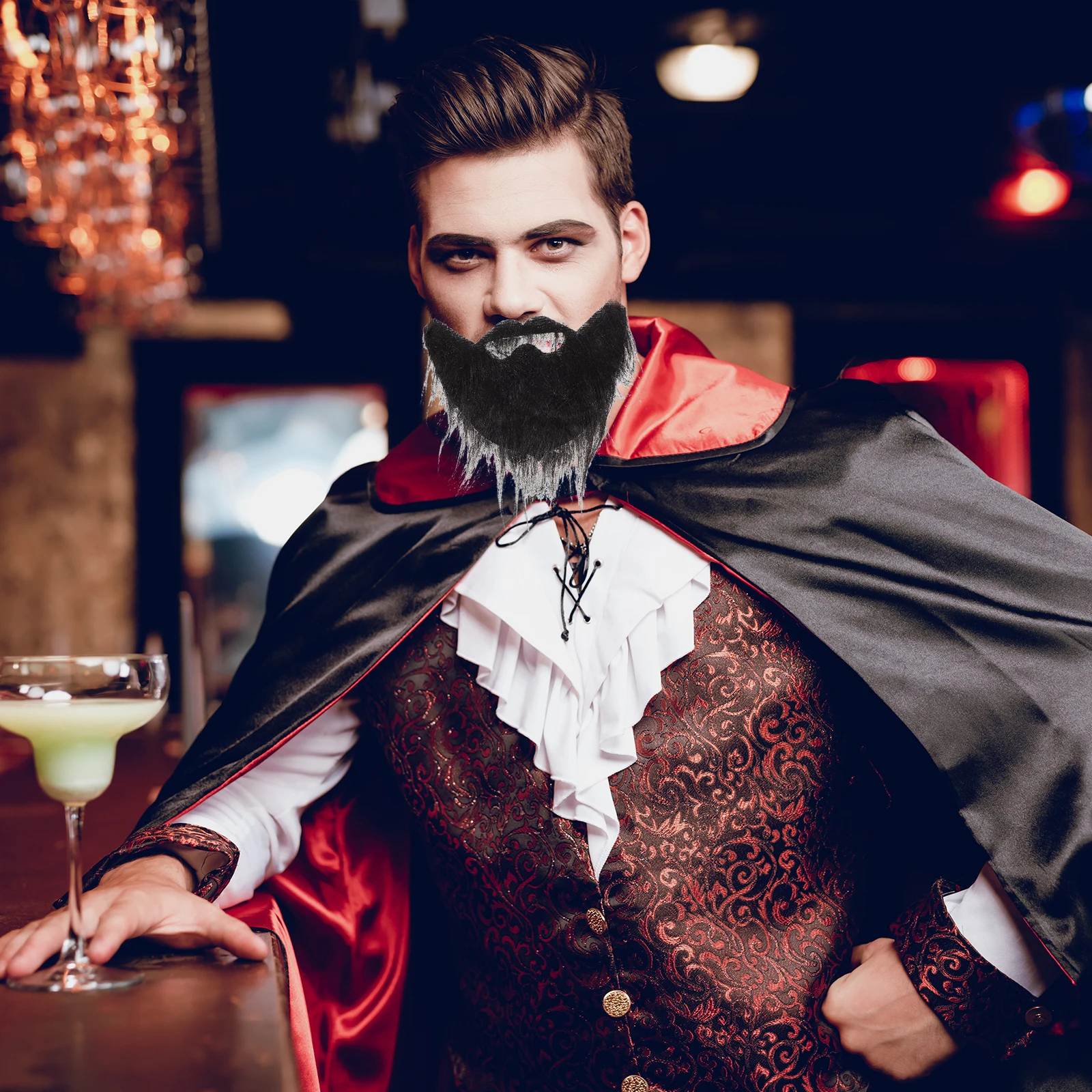 4 قطع من اللحى المزيفة للرجال إكسسوارات أزياء واقعية لحفلات الهالوين وعيد الميلاد وألعاب اللحية الكاذبة #6