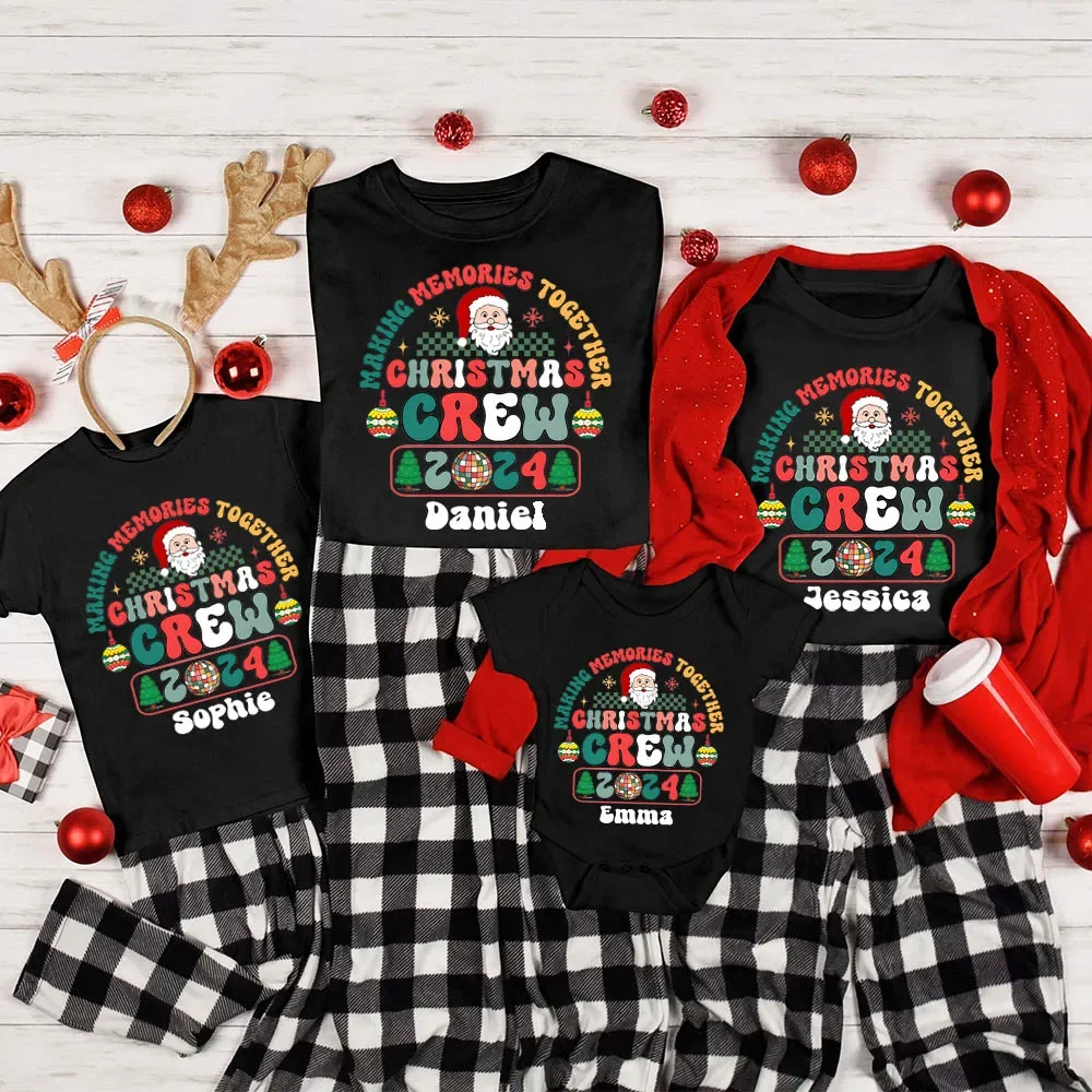 Personalized Christmas Crew Outfit Family Christmas Making Memories Together Shirts Custom Name Xmas Family Matching T-shirt Tee