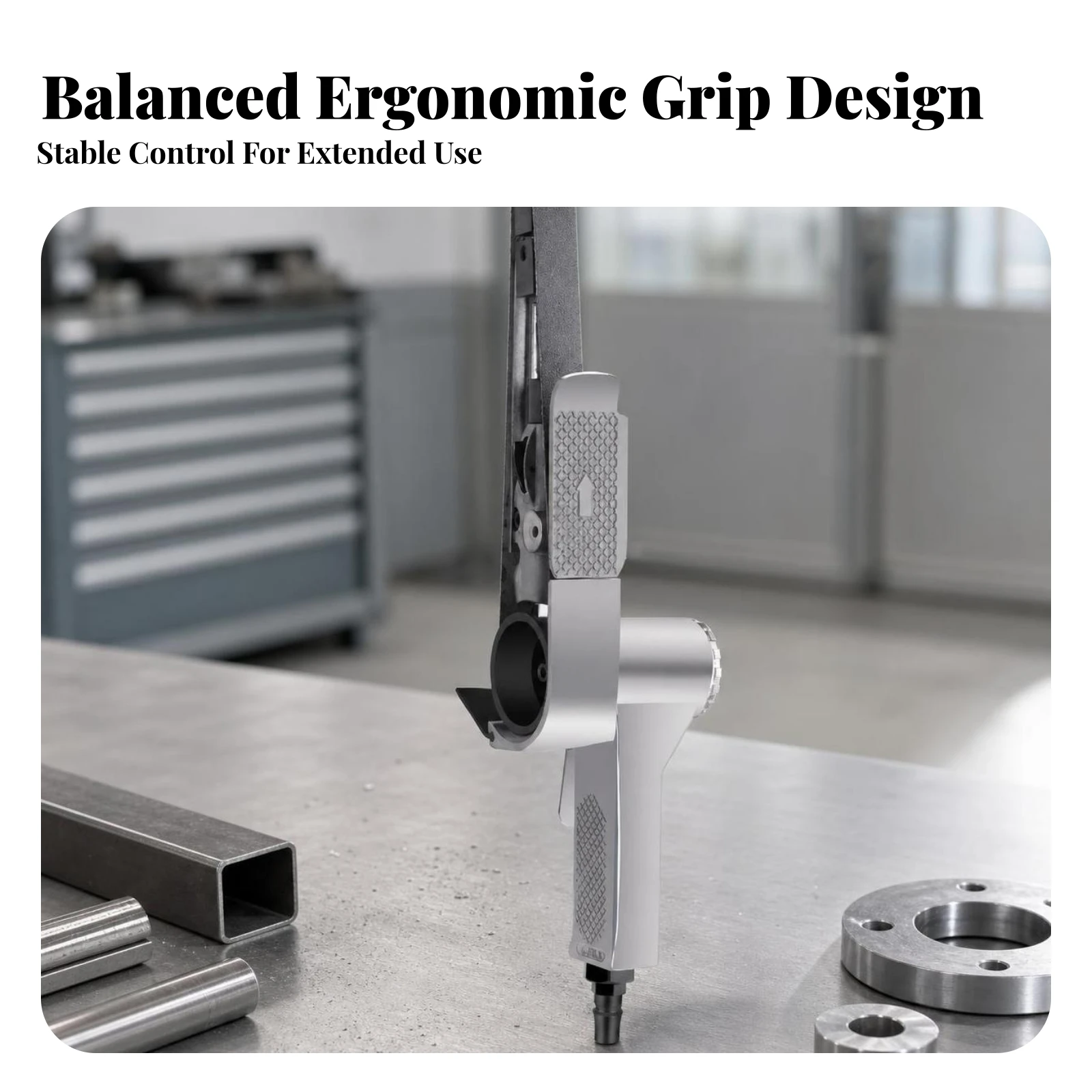 Pneumatic Belt Sander with Adjustable Arm Versatile Pneumatic Belt Sander Heavy-Duty Compact for Metalworkers, Metal Fabrication
