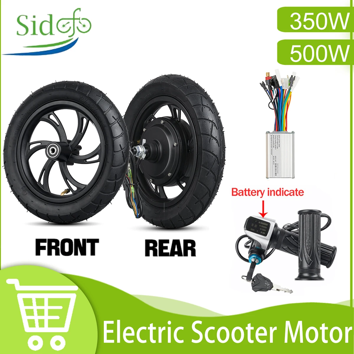 12-Zoll-Elektro-Scooter-Nabenmotor 48V500W Hinterrad mit Reifen 36V350W Bürstenloser Getriebeloser Nabenmotor für Faltrad
