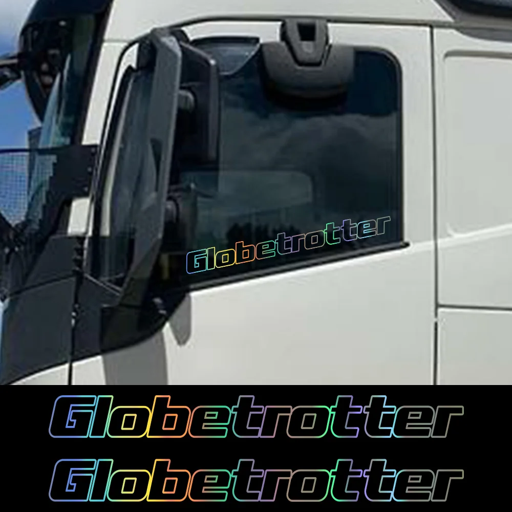 Globetrotter-pegatinas para ventana lateral de camión, calcomanías decorativas de vinilo para Volvo FH HGV, accesorios de sintonización automática para camión grande y pesado, 2 uds.