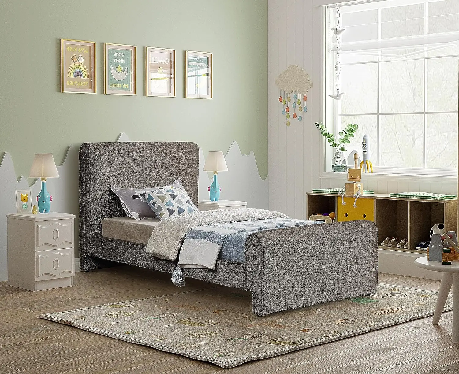 Meridian Furniture Stylusbrown-T Stylus Collection Modern | Contemporary Boucle Fabric Twin Bed With Rich Brown Boucle Fabric,