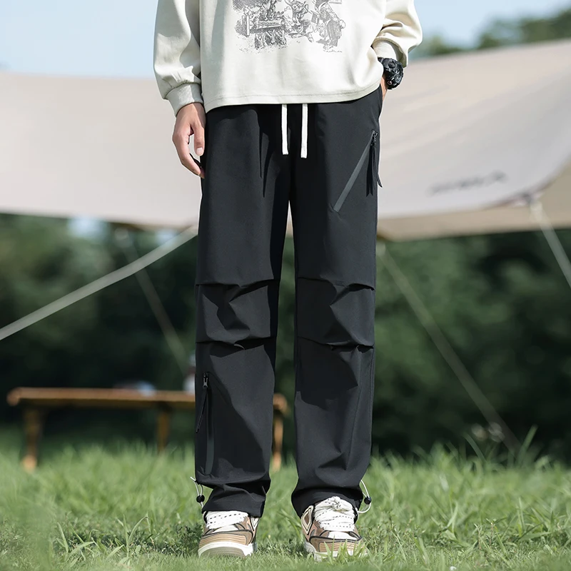 New Korean Style Trendy Fashion Versatile Work Trousers Men'S Spring Autumn Loose Casual Sports Straight Leg Wide Leg Pants