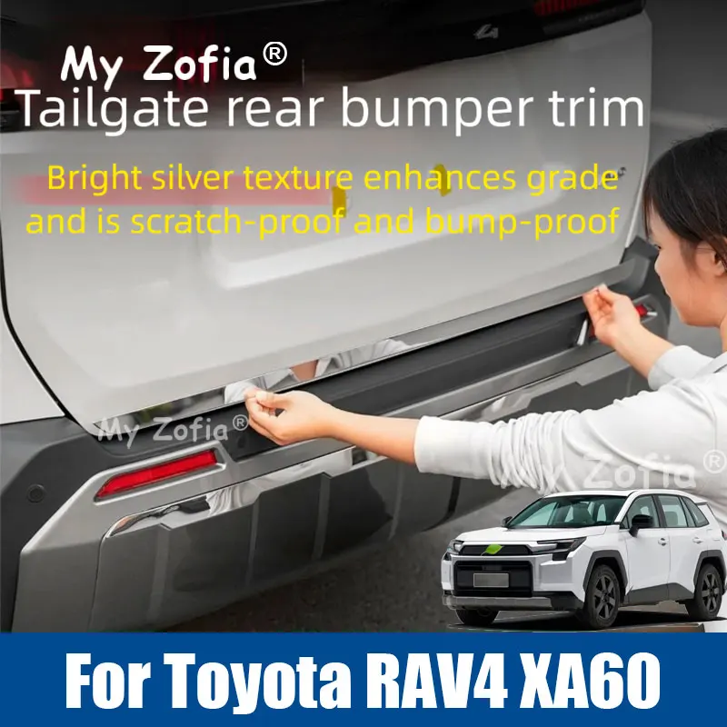 

For Toyota RAV4 XA60 6th 2026 Car Stainless Steel Car Rear Trunk Tail Door Trims Cover Tailgate Frame Garnish Strip Accessories