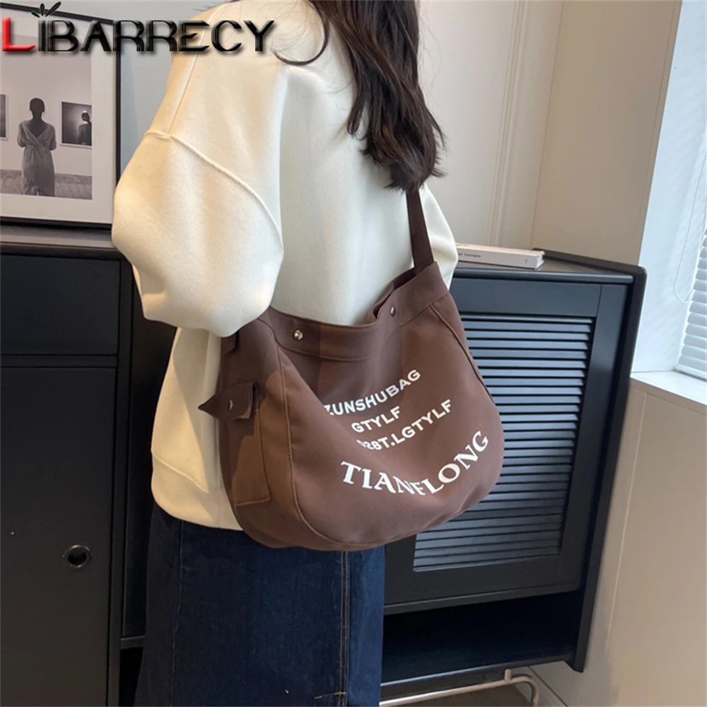 

Fashion Letters Design Large Capacity Ladies Shoulder Bag Quality Canvas New Women Messenger Bags Solid Colour Travel Bag Bolsos