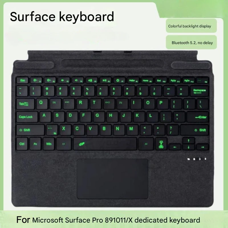 Word Backlit Bluetooth Keyboard for Microsoft Surface Pro11 10 9 8 X Russian Spanish Arabic Portuguese French Hebrew Keyboard