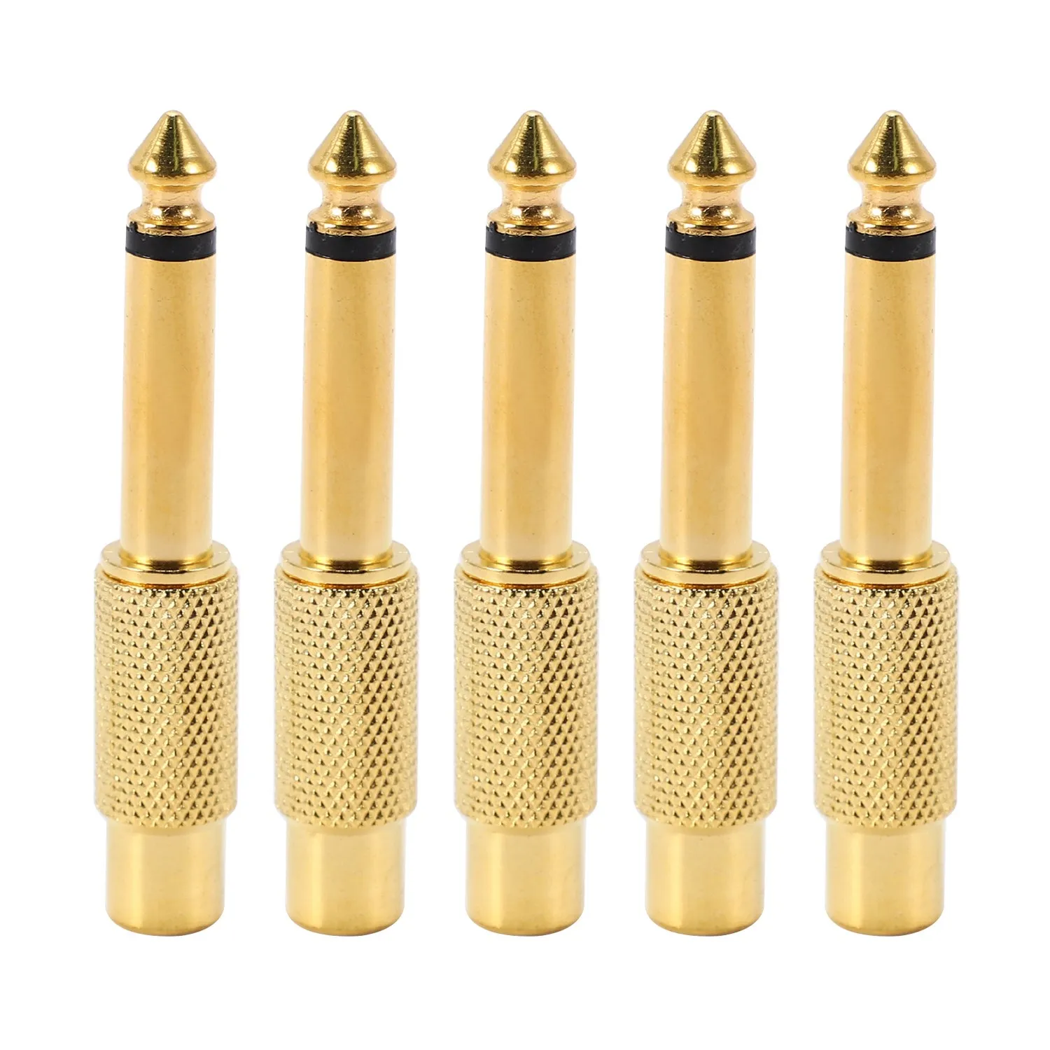 5x Gold Plated 6.35mm 1/4 inch Male Mono Plug to RCA Female 6.5mm Audio Stereo Adapter Connector Plug Converter Sound Mixer