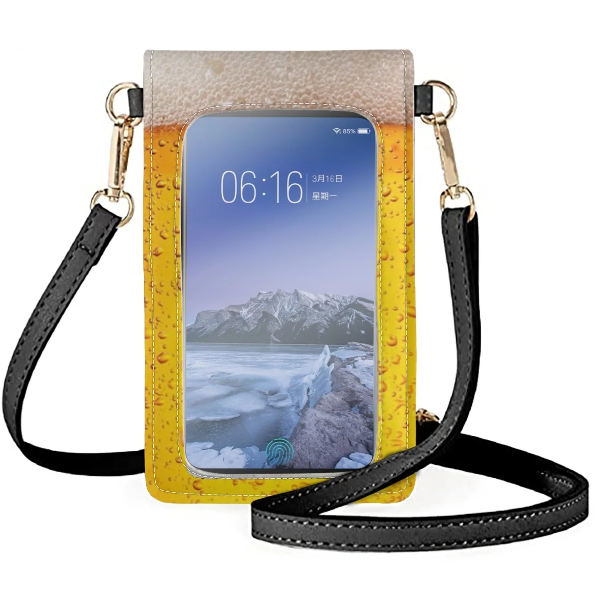 3D Print Beer Pattern Lightweight Cell Phone Bag Crossbody for Women Brand Soft Touch Screen Mobile Phone Bag Purse Sac Fashion