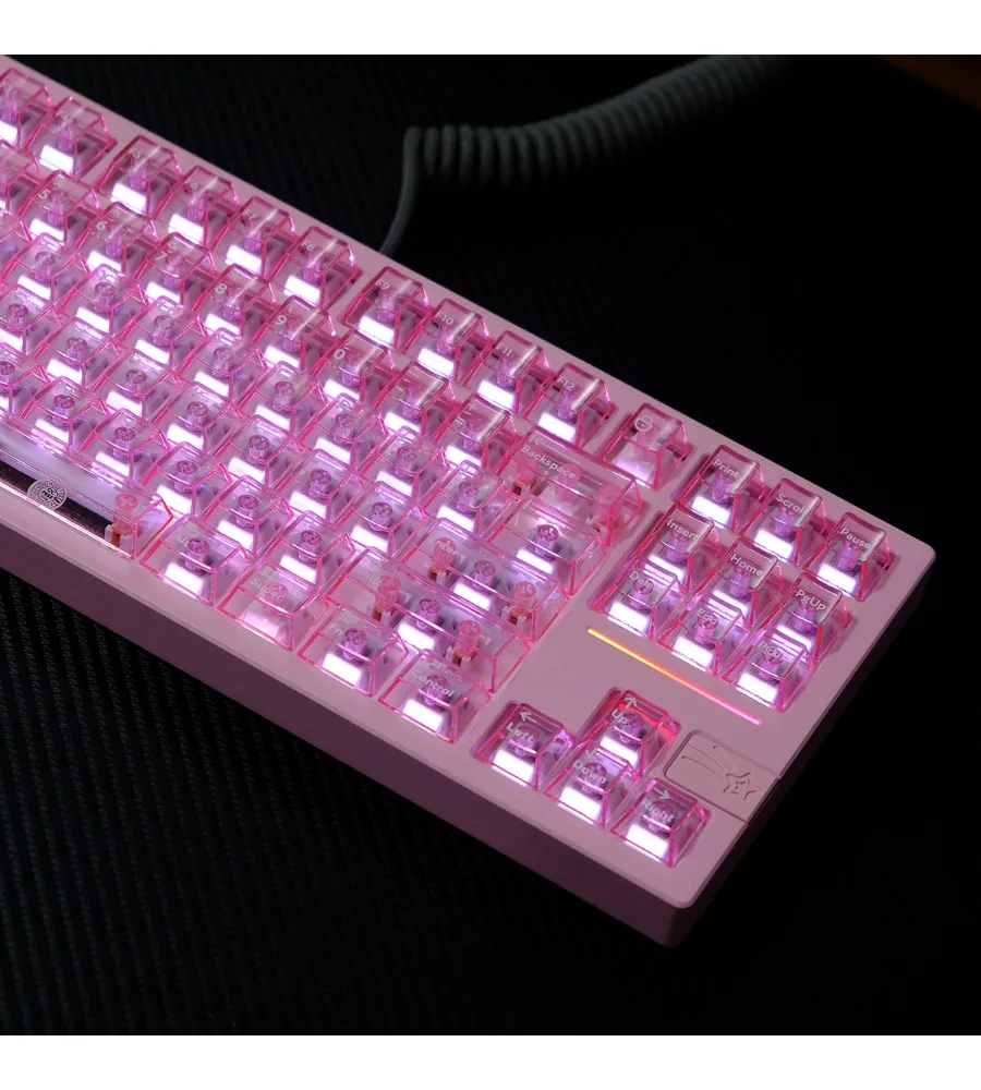 Pink transparent mechanical keyboard keycaps light-transmitting PC material pad printing 114 keys original factory height