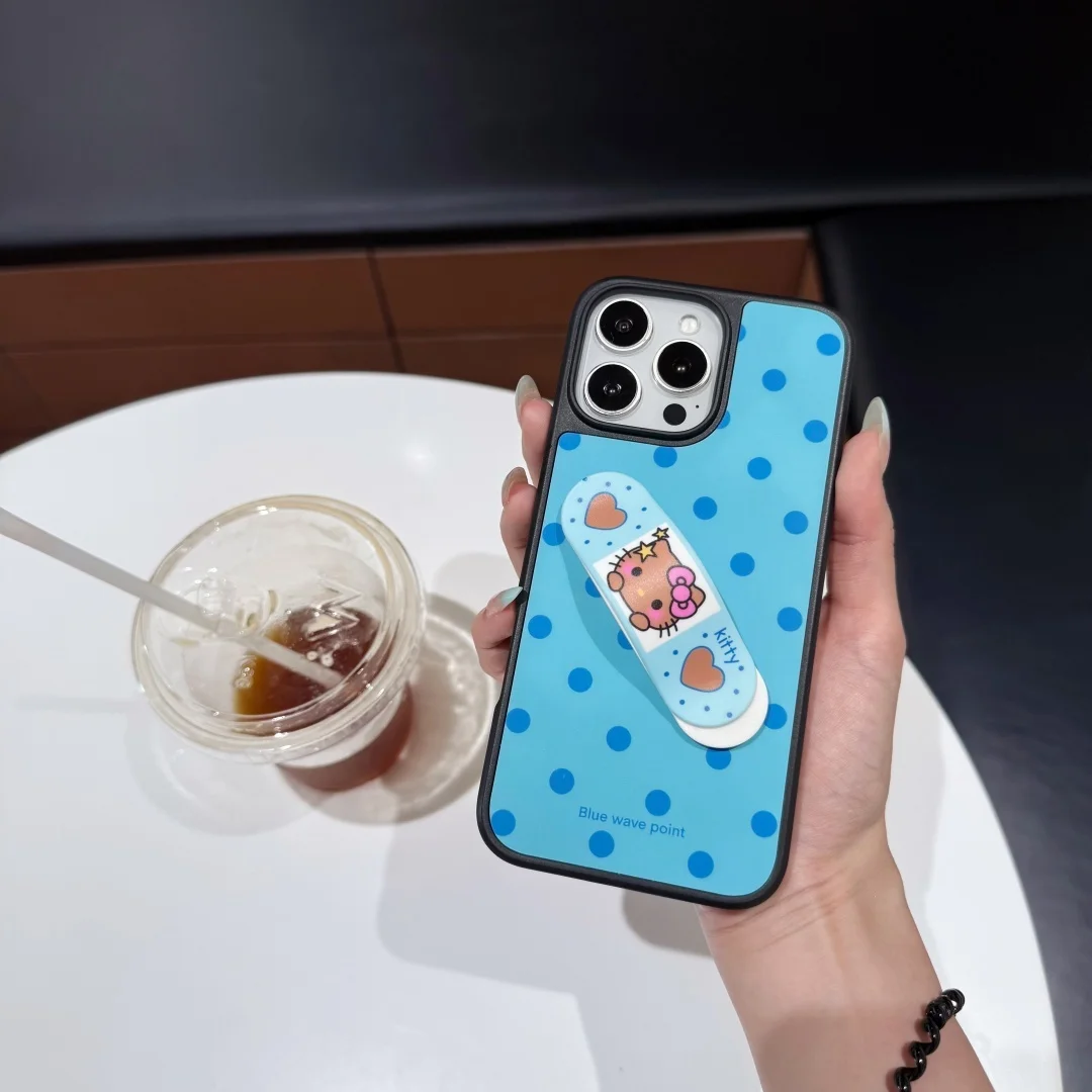 

Ins Korean Lovely Girl Full Screen Polka Dot Phone Case For iPhone 16 15 14 13 12 Pro MAX Plus Y2K Cover