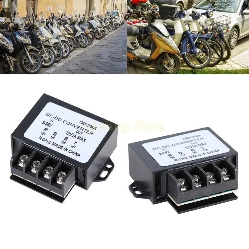 وحدة محول الجهد Q5WA مقاوم للماء DC9V-36V إلى 12V3A محول إمدادات الطاقة لمحول إضاءة السيارات 12V وإضاءة LED