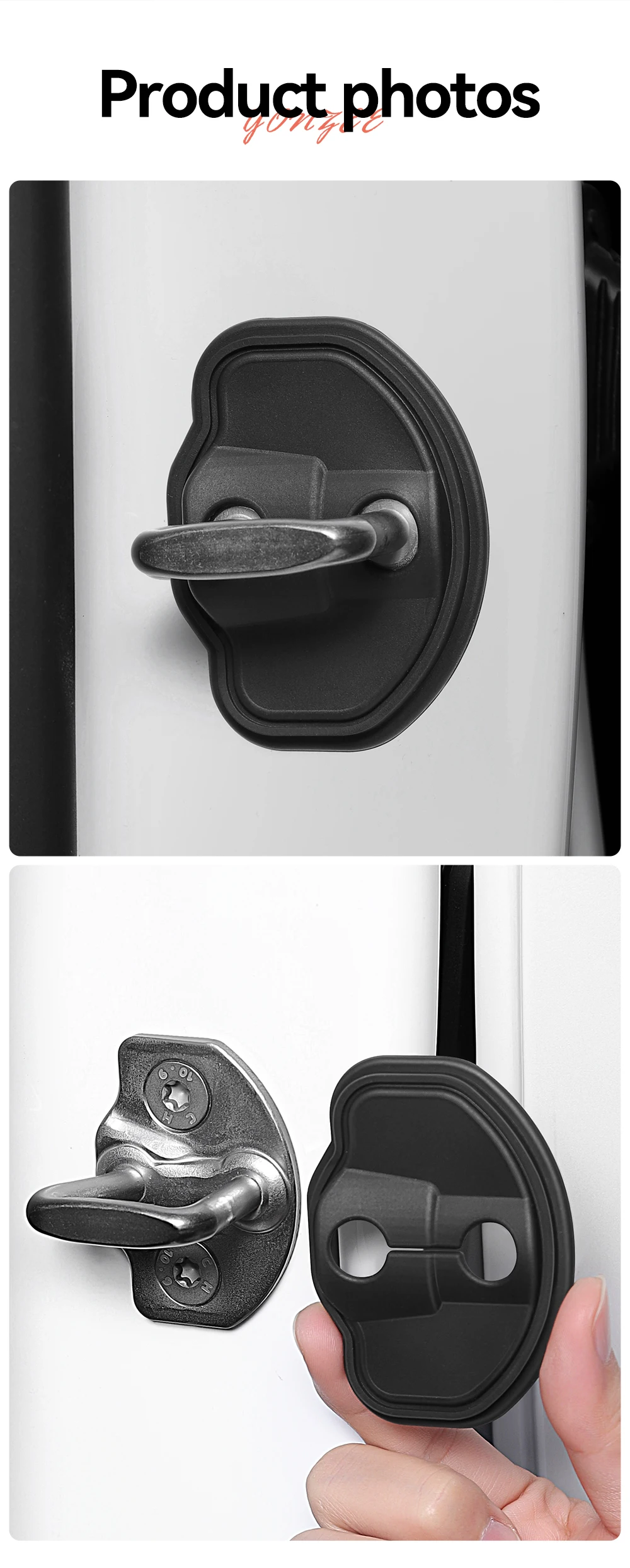 YZ Für Tesla Model 3 Y YL X Juniper Highland 4 Stück Autotürschloss-Schutzabdeckung Silikon-Stoßdämpfer-Aufkleber Autozubehör – Detail 13
