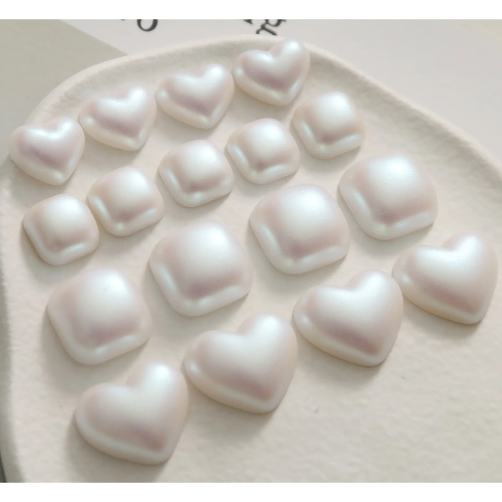 5pcs Imitation Pearl Matte Half-face Geometric Flat Back Resin Cabochons Scrapbooking DIY Jewelry Craft Decoration Accessories