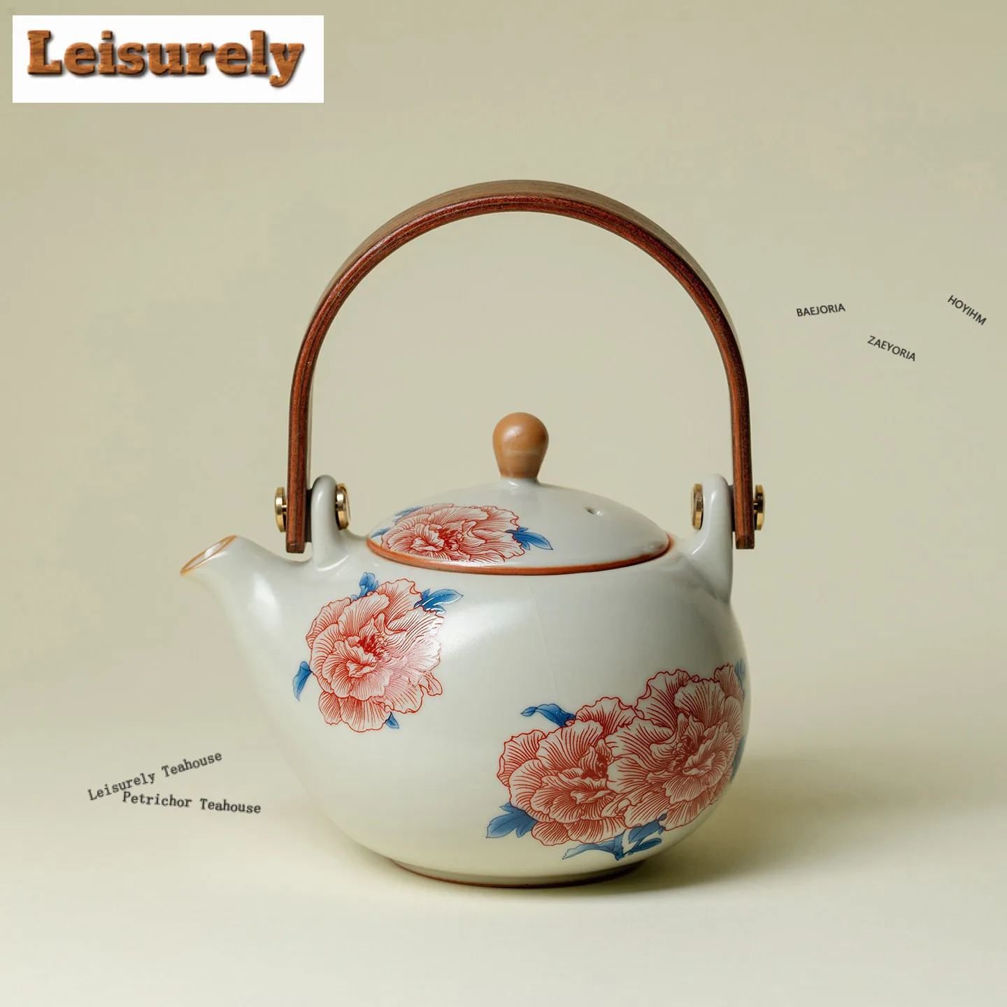 Tetera de 320ml de Cerámica Ru Kiln Hibiscus Mutabilis, Olla Antigua para Infusión de Té, Tetera con Orificio de Bola, Decoración para Bebidas Dahongpao