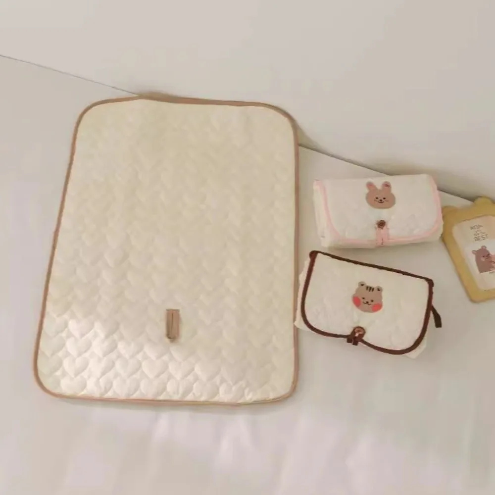 New Foldable Diaper Changing Pad Portable Cute Bear Rabbit Infant Diaper Mat Soft Easy to Carry Diaper Cover Mat Newborn Care