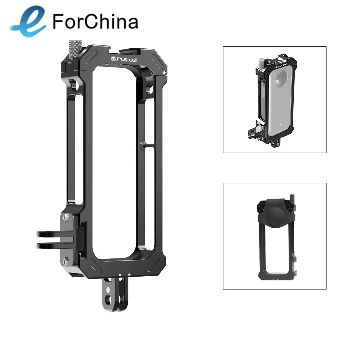 Para Insta360 X3 PULUZ Metal Gaiola de proteção Rig Habitação Quadro com expandir base de sapata fria e adaptador de tripé (