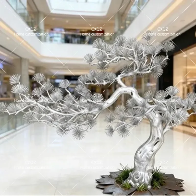 Simulation Bamboo Stick Pine Solid Wood Welcome Pine Ornament Large Pine Tree Modeling Tree Decoration Bonsai Chinese Hotel