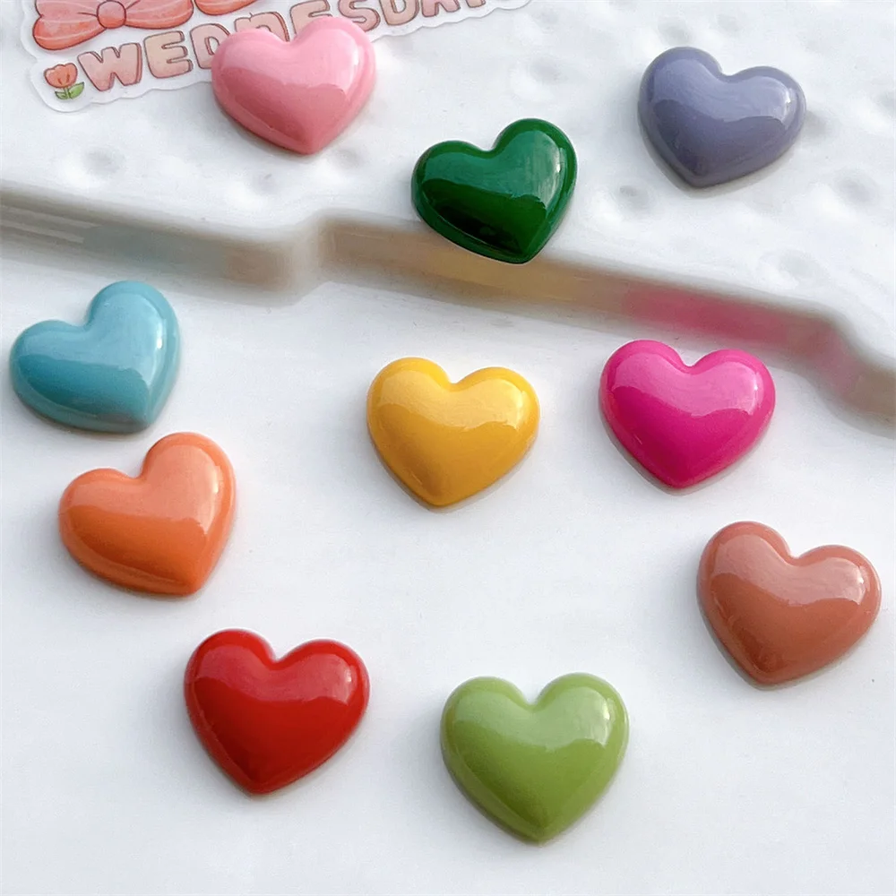 WFFNNKC 20-30Pcs Bright Solid Colored Love Hearts DIY Resin Ear Stud Headwear Jewelry Making Accessories Garment Shoes Ornaments