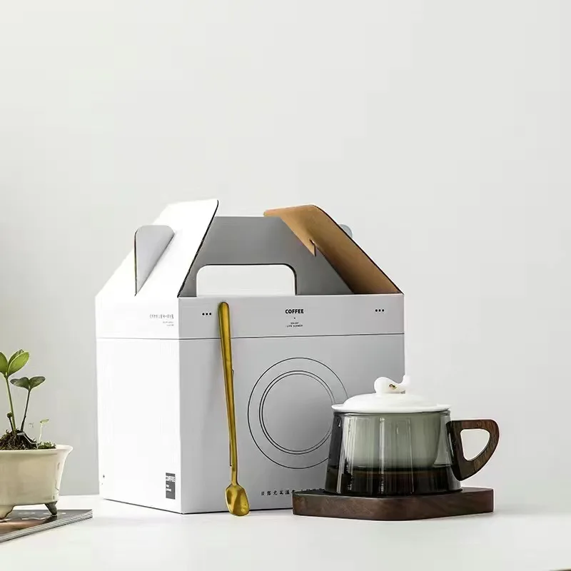Coffee Cup Light Luxury Retro Glass Tea Cup Tea-Water Separation Office Home Drinking Tea Cup Water Cup Gift Box Set