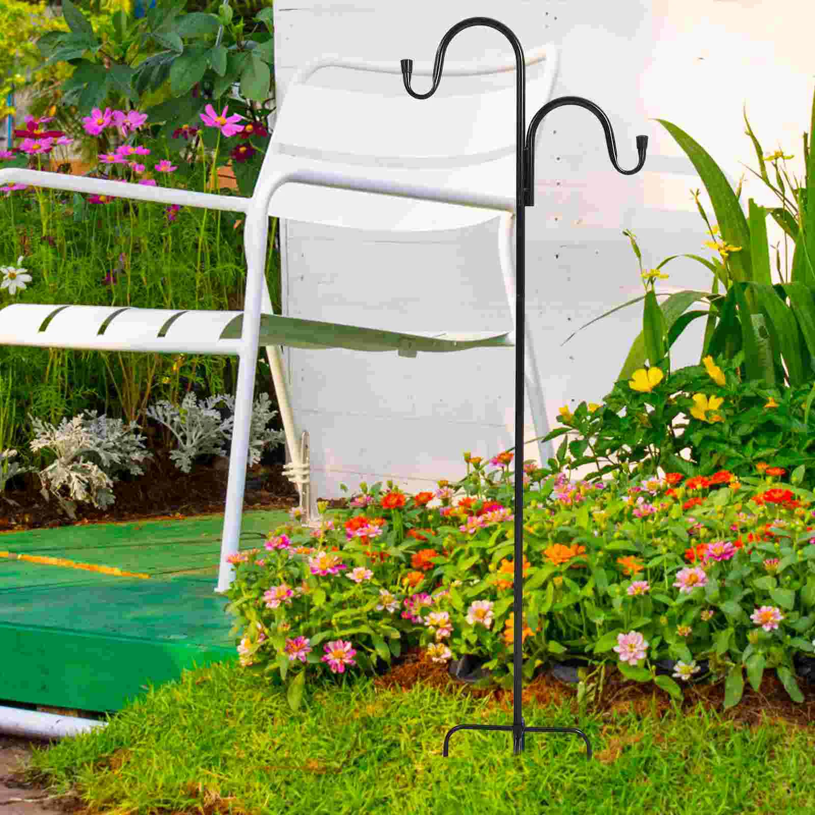 

Hanger Shepherd Hook Outdoor Solar Light Ground Hanging Bracket Garden Planter Stakes Iron