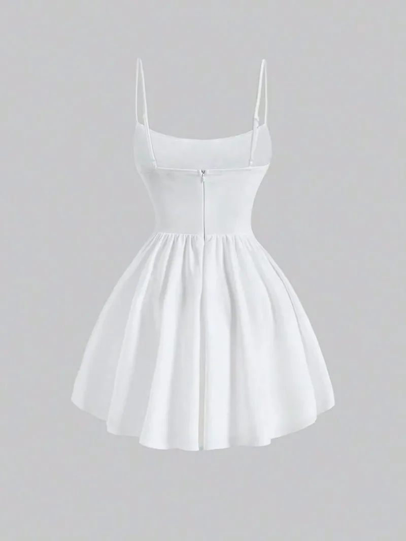 French Style Slim Backless A-Line Dress Sexy Square Collar Sleeveless Mini Dresses Y2k Women Summer Fashion Vestidos New Платье