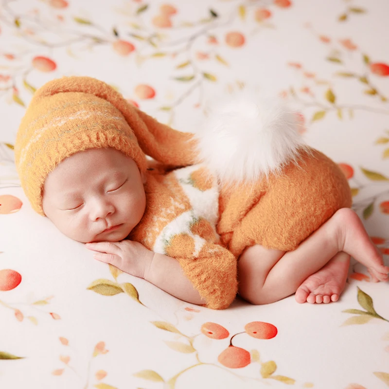 

Casual Theme Baby Photography Clothing Hand-Knitted Jumpsuit Hat 2pcs/Set Newborn Photo Cute Bear Doll Decoration Accessories