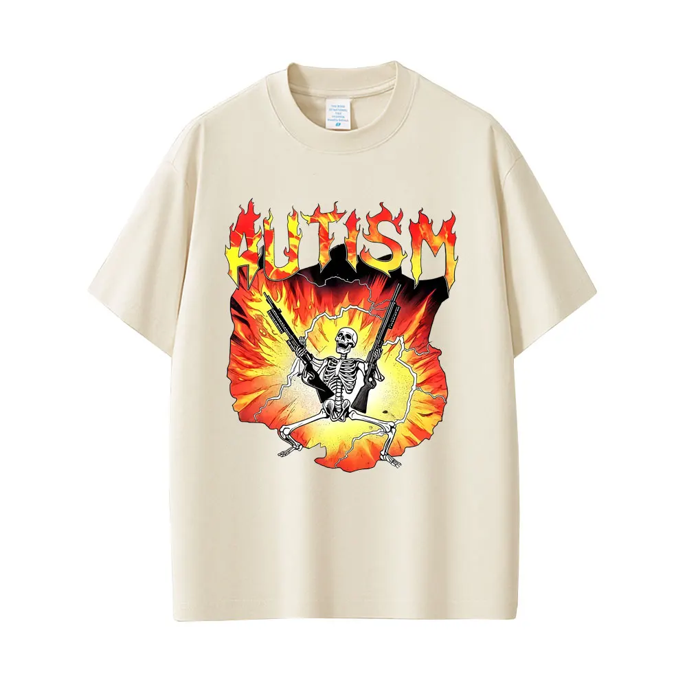 

Autism Funny Skeleton T-shirt Autistic Meme Graphic T Shirts Men Women Casual Retro Cotton T-shirts Unisex Oversized Streetwear