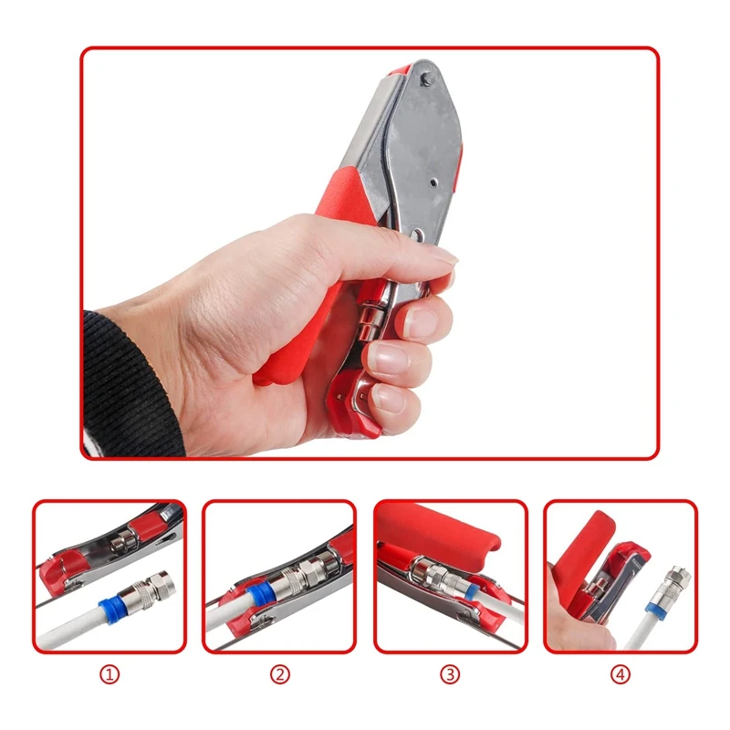 Coax Cable Crimper Kit Tool Coaxial Compression Tool Kit For RG6 RG59 With 15Pcs F RG6 RG59 Connectors