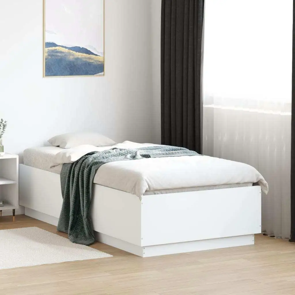 75x190 cm White Small Single Bed Frame (No Mattress) - Stylish & Compact Design for Any Bedroom