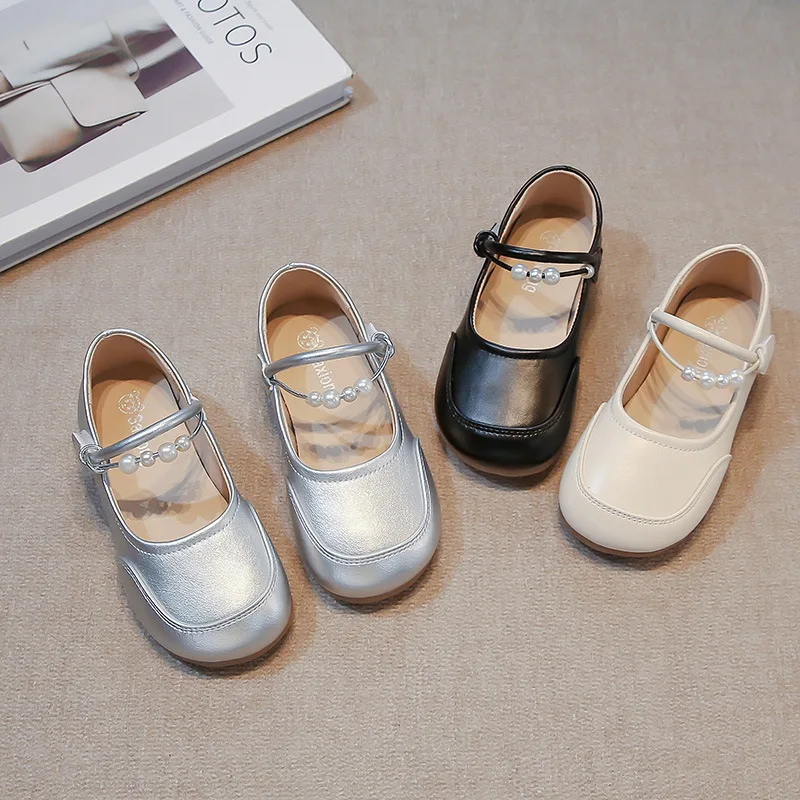 

Girls Leather Shoes Soild Color Toes Capped Anti-kicked Kids Flats Non-slip Soft Sole 2025 New Girls Dance Shoes Sweet Matte