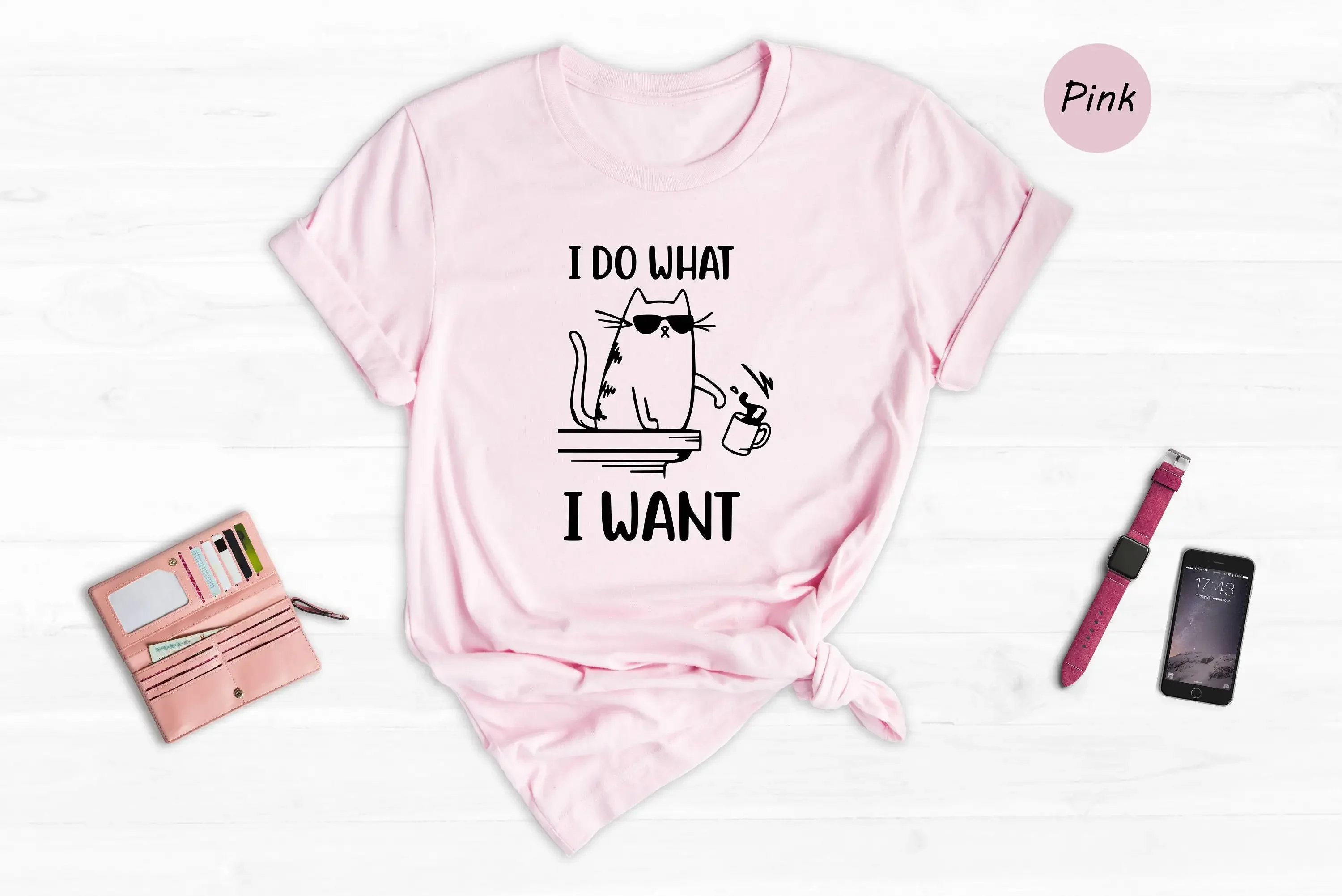 Badass CaT T Shirt I Do What WanT Playing With Objects You Can Rule Me Sassy Animal Glasses