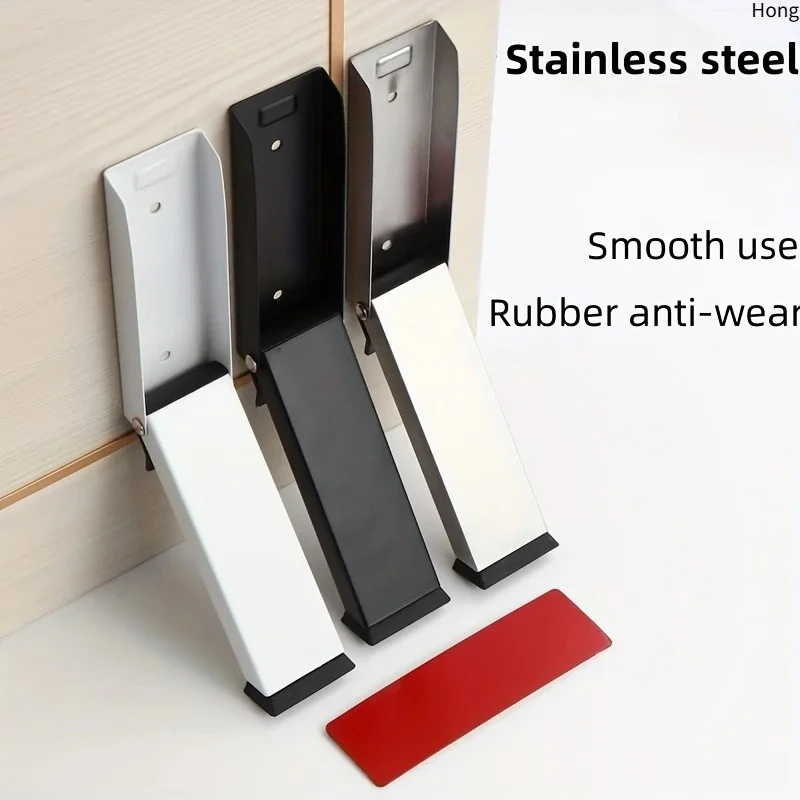 Stainless Steel Folding Door Stop Rubber Anti-wear Door Stop Foot Movable Door Anti-slip Door Stop For Home Automatic Door Stop